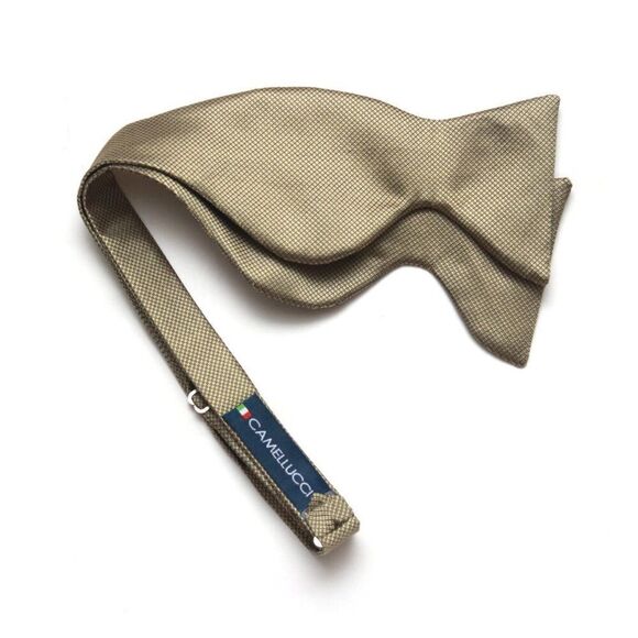 Men's Self-tied Bow Tie Dusty Gold Silk Big Butterfly S428 - Picture 6 of 16